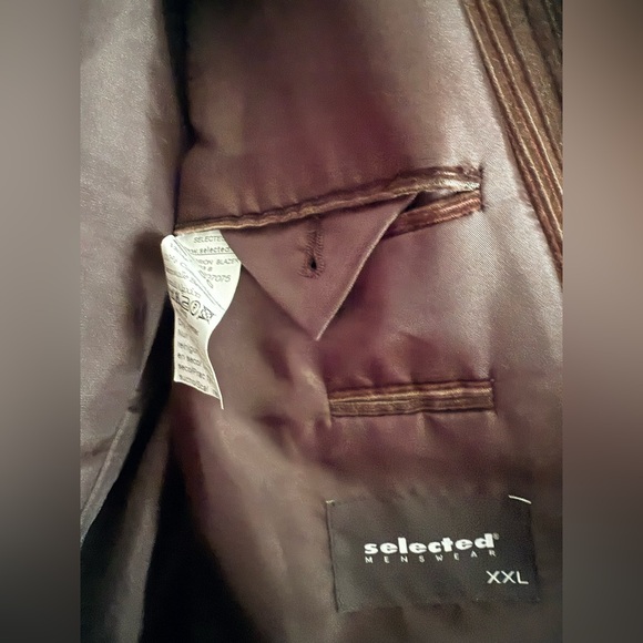 Selected Homme Y2K Brown Corduroy Striped Blazer Jacket‎ XXL Indie Sleaze EU 56 - Picture 9 of 11